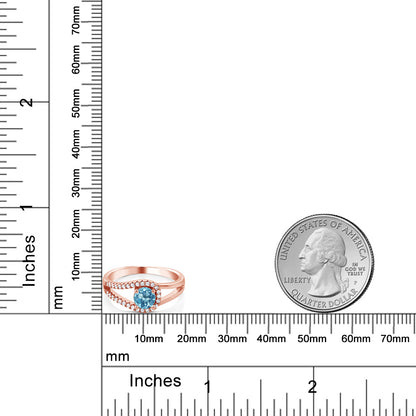 0.95カラット  天然 スイスブルートパーズ リング 指輪   シルバー925 18金 ピンクゴールド 加工  11月 誕生石