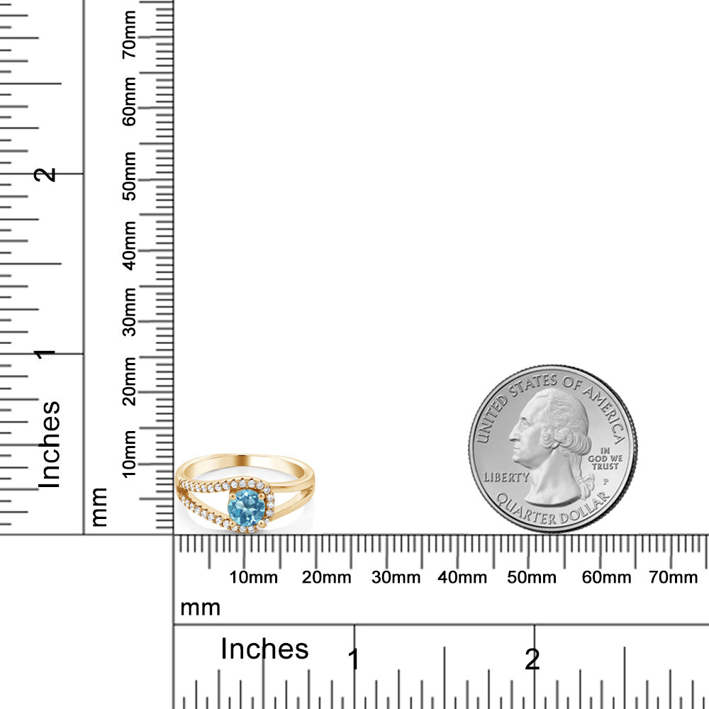 0.95カラット  天然 スイスブルートパーズ リング 指輪   シルバー925 18金 イエローゴールド 加工  11月 誕生石