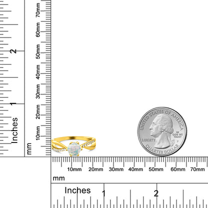 1.19カラット  シミュレイテッド ホワイトオパール リング 指輪   シルバー925 18金 イエローゴールド 加工  10月 誕生石