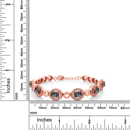 7.92カラット  天然石 ミスティックトパーズ  ブレスレット   シルバー925 18金 ピンクゴールド 加工  11月 誕生石