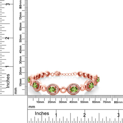 7.32カラット  天然石 ペリドット ブレスレット   シルバー925 18金 ピンクゴールド 加工  8月 誕生石