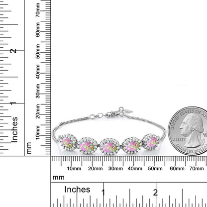 4.19カラット シミュレイテッド ピンクオパール ブレスレット シルバー925 10月 誕生石