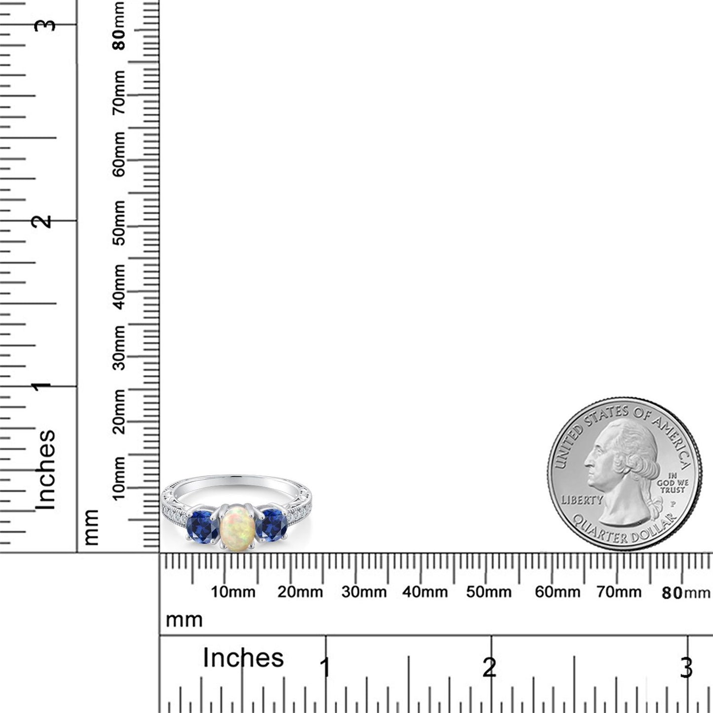 1.83カラット 天然 エチオピアンオパール リング 指輪 シンセティック サファイア シルバー925 10月 誕生石