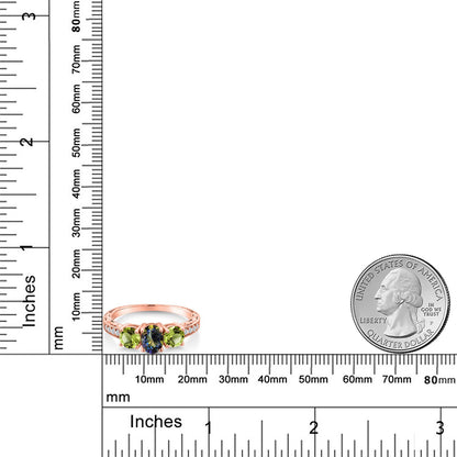 1.92カラット 天然石 ミスティックトパーズ リング 指輪 天然石 ペリドット シルバー925 18金 ピンクゴールド 加工 11月 誕生石