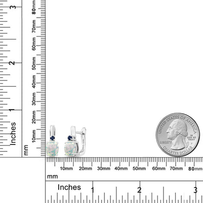3.36カラット シミュレイテッド ホワイトオパール ピアス 天然 サファイア シルバー925 10月 誕生石