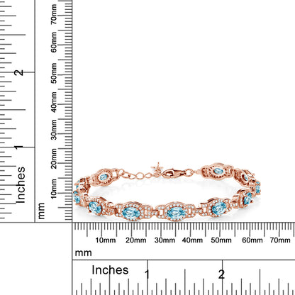 11.85カラット 天然石 ブルージルコン ブレスレット シルバー925 18金 ピンクゴールド 加工