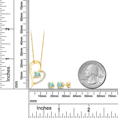 3.32カラット 天然石 ミスティックトパーズ ネックレス ピアス セット シルバー925 18金 イエローゴールド 加工 11月 誕生石