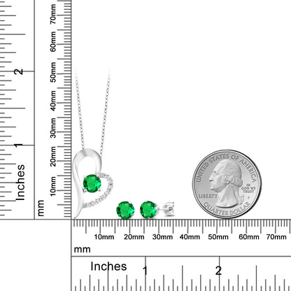 2.63カラット ナノエメラルド ネックレス ピアス セット シルバー925 5月 誕生石