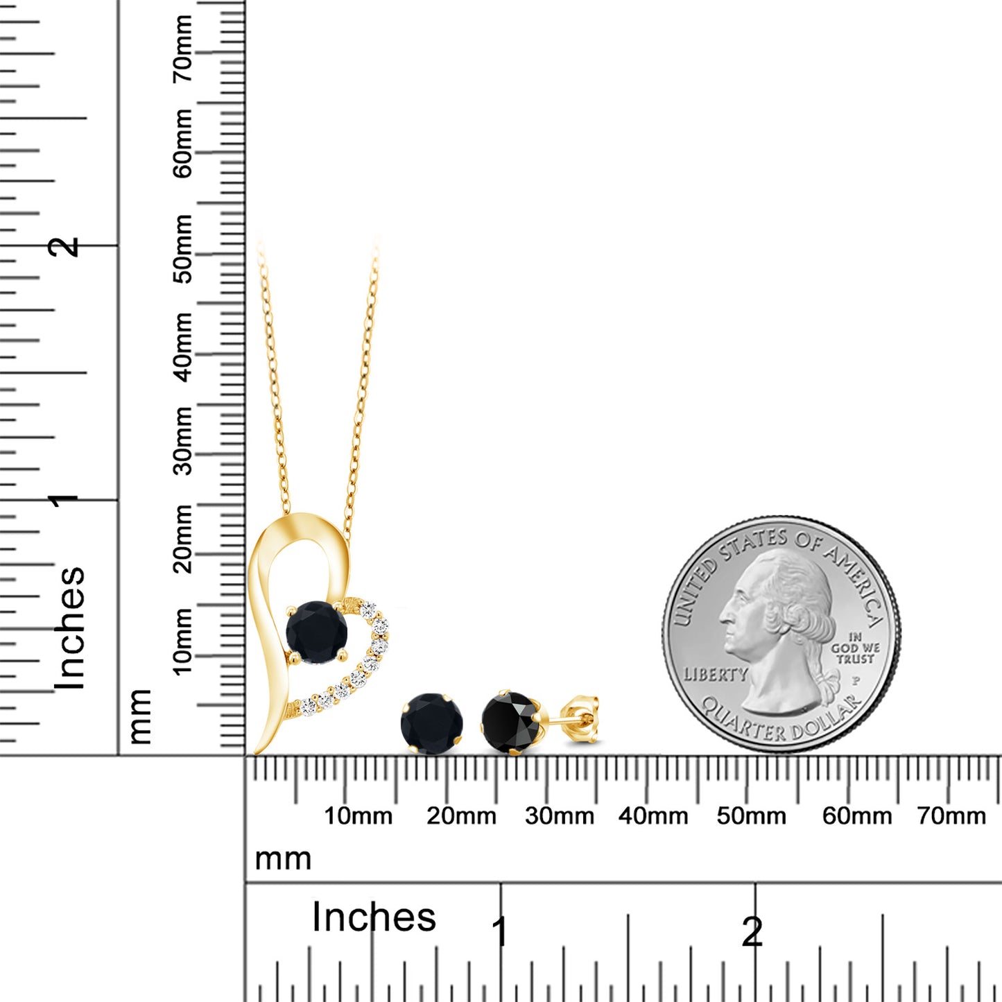 2.72カラット  天然 オニキス ネックレス ピアス セット   シルバー925 18金 イエローゴールド 加工  8月 誕生石