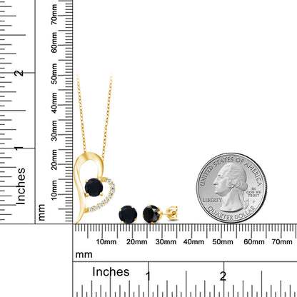 2.72カラット  天然 オニキス ネックレス ピアス セット   シルバー925 18金 イエローゴールド 加工  8月 誕生石