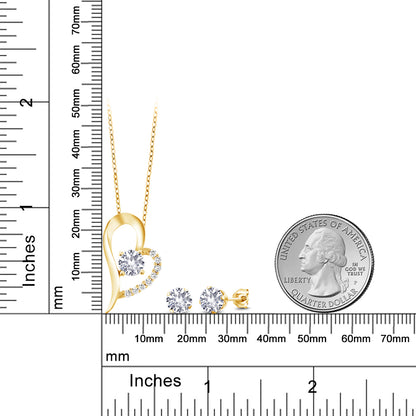 3.32カラット シンセティック ホワイトサファイア ネックレス ピアス セット シルバー925 18金 イエローゴールド 加工 9月 誕生石