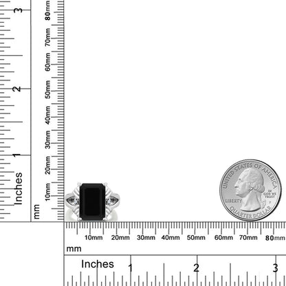 6.43カラット  天然 オニキス リング 指輪  シンセティック ホワイトサファイア シルバー925  8月 誕生石