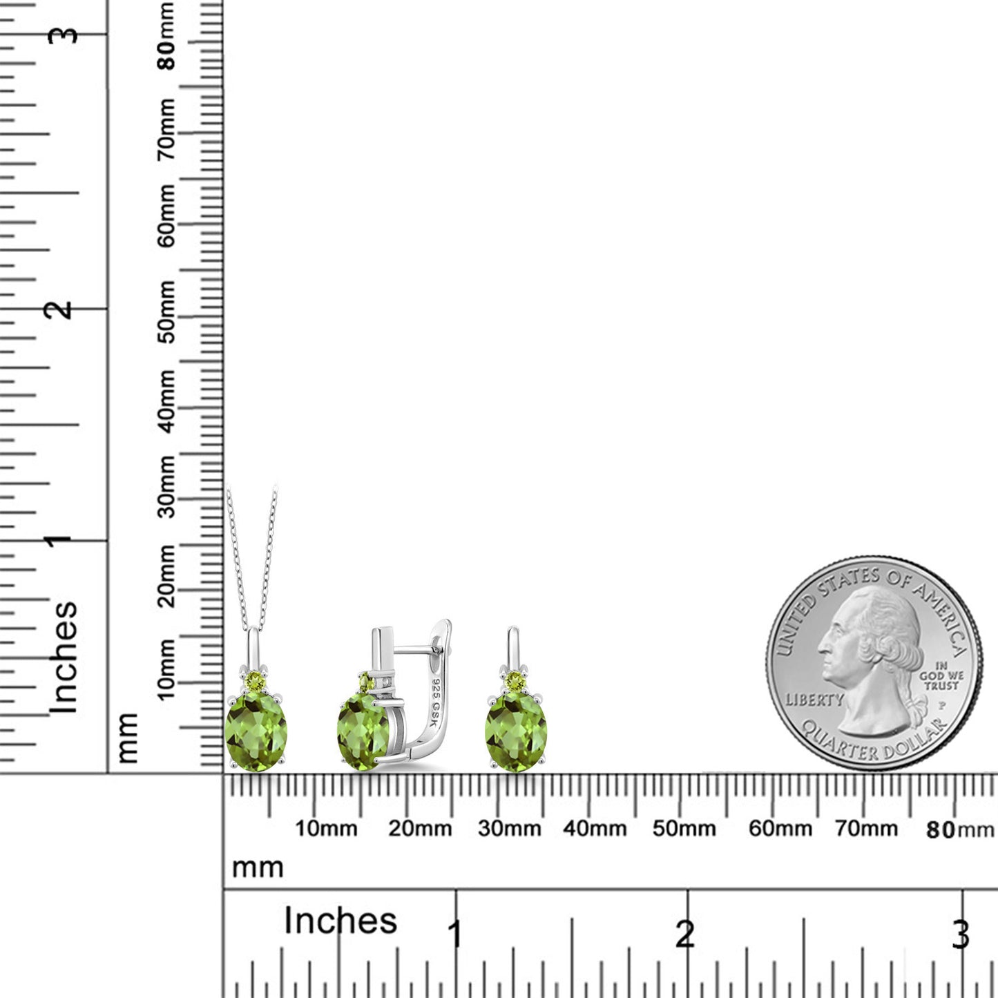 6.37カラット  天然石 ペリドット ネックレス ピアス セット   シルバー925  8月 誕生石