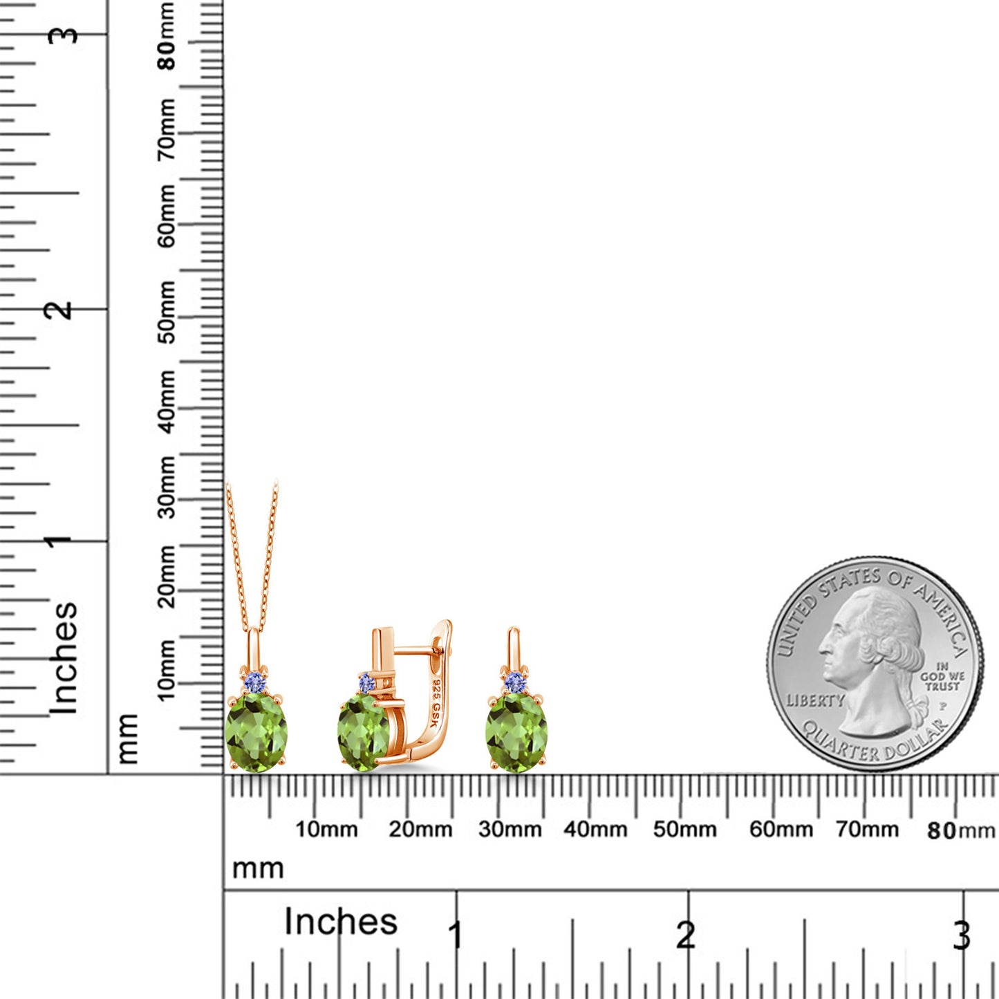 4.13カラット  天然石 ペリドット ネックレス ピアス セット  天然石 タンザナイト シルバー925 18金 ピンクゴールド 加工  8月 誕生石