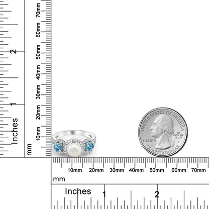 クリーム パール 1.46カラット  天然 スイスブルートパーズ リング 指輪   シルバー925  6月 誕生石