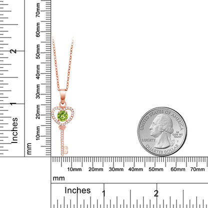 1.04カラット  天然石 ペリドット キーネックレス   シルバー925 18金 ピンクゴールド 加工  8月 誕生石