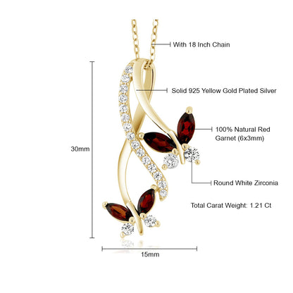 1.21カラット 天然 ガーネット ネックレス シルバー925 18金 イエローゴールド 加工 1月 誕生石