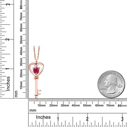 0.55カラット 天然 ルビー キーネックレス シルバー925 18金 ピンクゴールド 加工 7月 誕生石