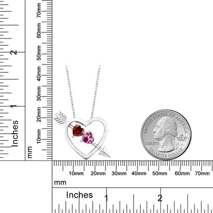 0.99カラット 天然 ガーネット オープンハート ネックレス 天然 ピンクトルマリン シルバー925 1月 誕生石