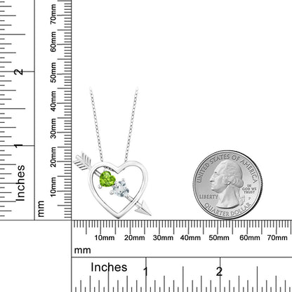 0.88カラット 天然石 ペリドット オープンハート ネックレス 天然 アクアマリン シルバー925 8月 誕生石