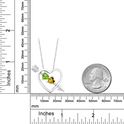 0.96カラット 天然石 ペリドット オープンハート ネックレス 天然 シトリン シルバー925 8月 誕生石