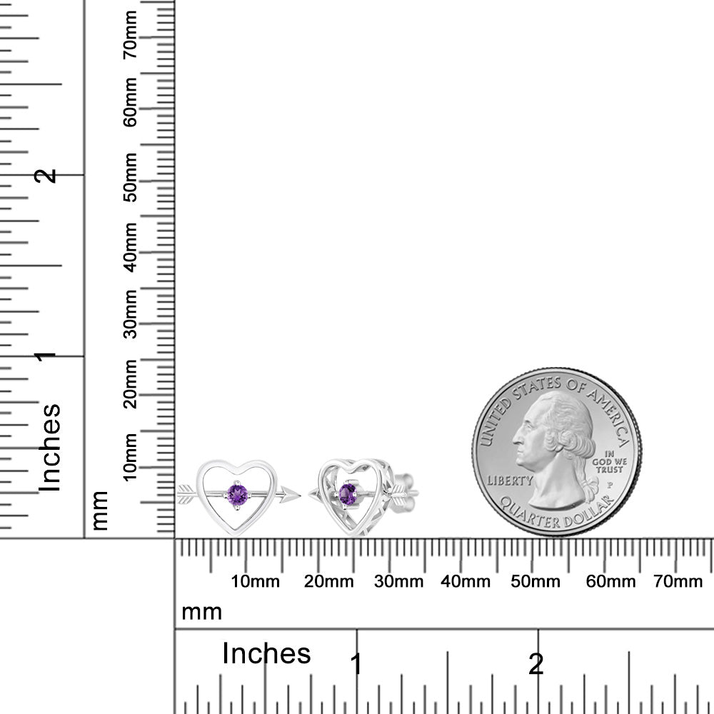 0.2カラット 天然 アメジスト オープンハート ピアス シルバー925 2月 誕生石