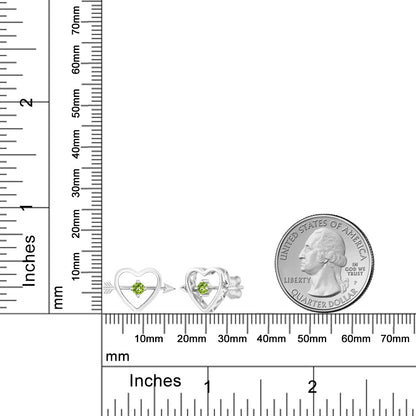0.24カラット  天然石 ペリドット オープンハート ピアス   シルバー925  8月 誕生石