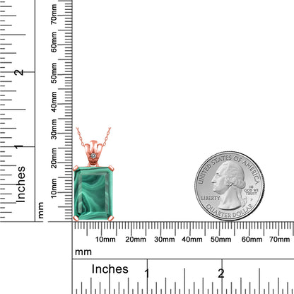 18.03カラット 天然 マラカイト ネックレス 天然 ダイヤモンド シルバー925 18金 ピンクゴールド 加工