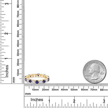 2.7カラット  シンセティック サファイア エタニティリング  シンセティック ホワイトサファイア シルバー925 18金 イエローゴールド 加工  9月 誕生石
