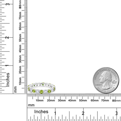 2.5カラット  天然石 ペリドット エタニティリング  シンセティック ホワイトサファイア シルバー925  8月 誕生石
