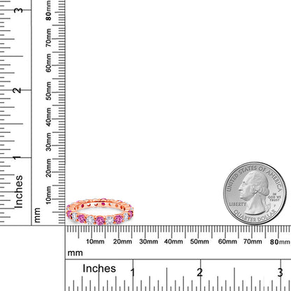 2.63カラット  ピンクサファイア エタニティリング  シンセティック ホワイトサファイア シルバー925 18金 ピンクゴールド 加工  9月 誕生石