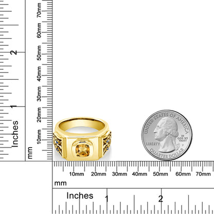 3.04カラット 天然 シトリン リング 指輪 シンセティック サファイア シルバー925 18金 イエローゴールド 加工 11月 誕生石