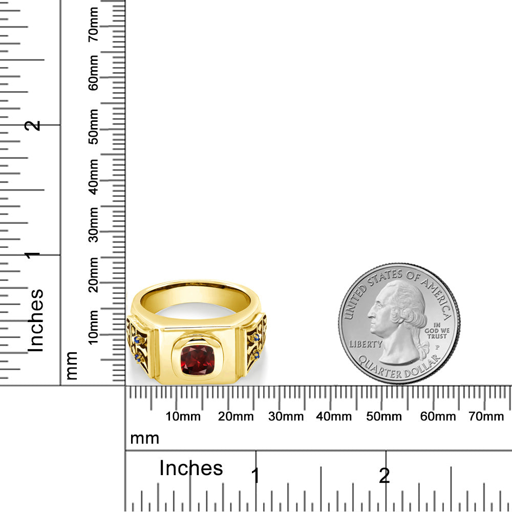 2.78カラット 天然 ガーネット リング 指輪 シンセティック サファイア シルバー925 18金 イエローゴールド 加工 1月 誕生石