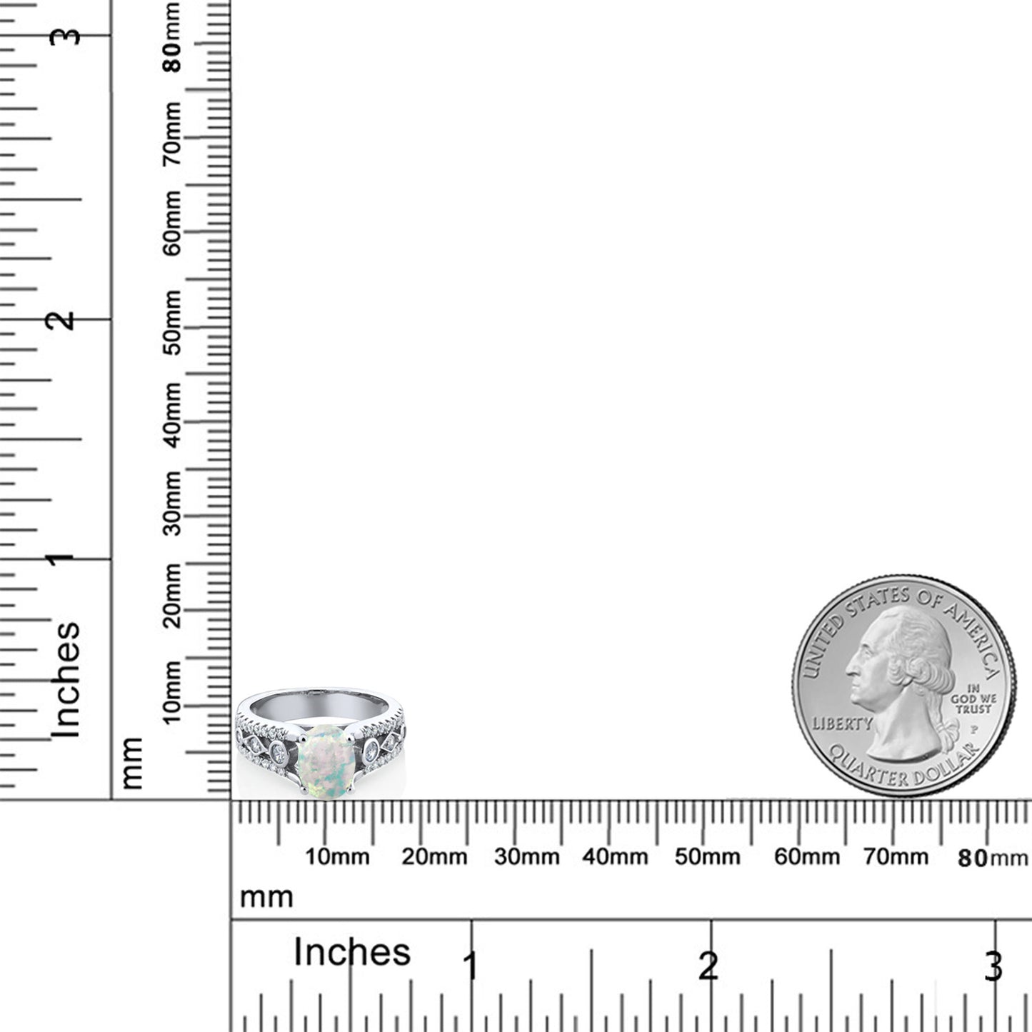 1.56カラット  シミュレイテッド ホワイトオパール リング 指輪   シルバー925  10月 誕生石