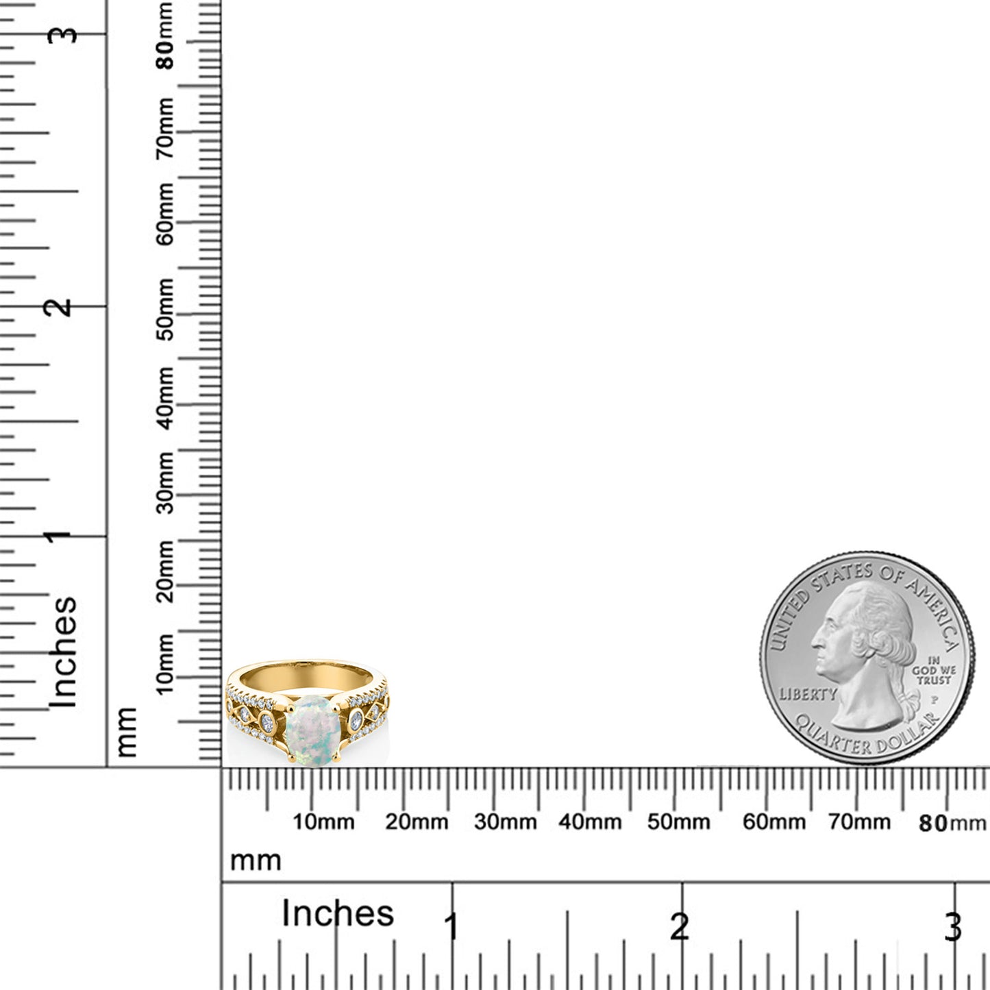 1.56カラット  シミュレイテッド ホワイトオパール リング 指輪   シルバー925 18金 イエローゴールド 加工  10月 誕生石