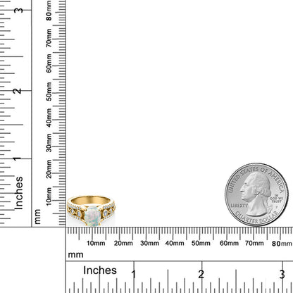 1.56カラット  シミュレイテッド ホワイトオパール リング 指輪   シルバー925 18金 イエローゴールド 加工  10月 誕生石