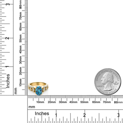 2.05カラット  天然 ロンドンブルートパーズ リング 指輪   シルバー925 18金 イエローゴールド 加工  11月 誕生石