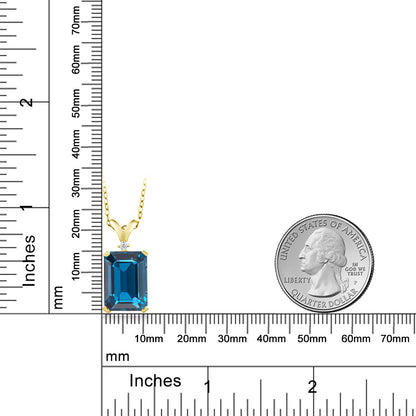 9.52カラット 天然 ロンドンブルートパーズ ネックレス 天然 ダイヤモンド シルバー925 18金 イエローゴールド 加工 11月 誕生石