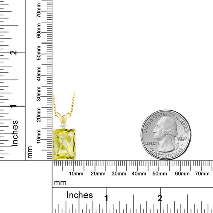 6.87カラット  天然 レモンクォーツ ネックレス  天然 ダイヤモンド シルバー925 18金 イエローゴールド 加工