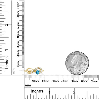 0.44カラット  天然 スイスブルートパーズ リング 指輪   シルバー925 18金 イエローゴールド 加工  11月 誕生石