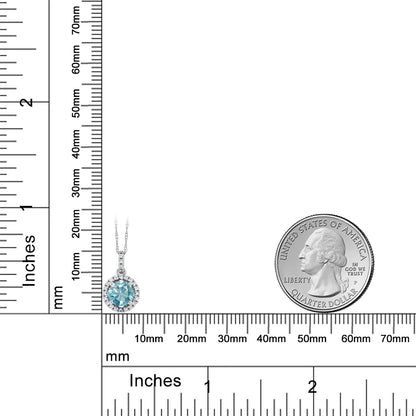 1.37カラット 天然石 ブルージルコン ネックレス 天然 ダイヤモンド 14金 ホワイトゴールド K14