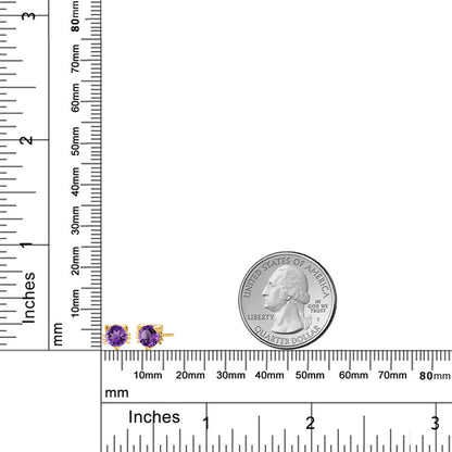 0.95カラット  天然 アメジスト ピアス   シルバー イエローゴールドコーティング  2月 誕生石