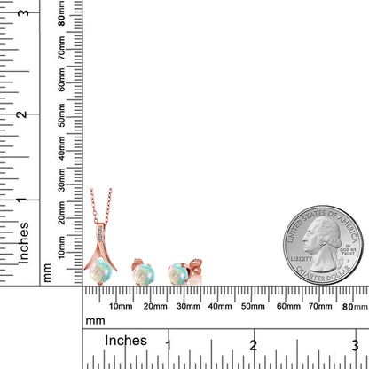 0.95カラット  シミュレイテッド ホワイトオパール ネックレス ピアス セット  天然 ダイヤモンド シルバー925 18金 ピンクゴールド 加工  10月 誕生石