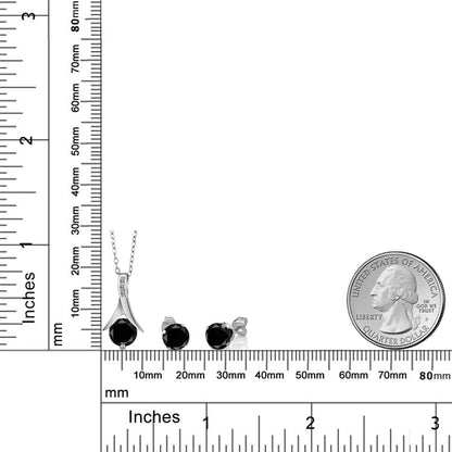 3.2カラット 天然 ブラックダイヤモンド ネックレス ピアス セット シルバー925
