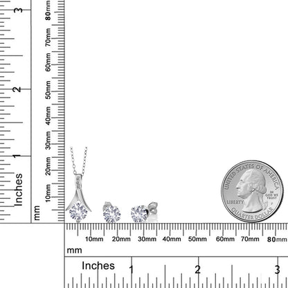 3.65カラット シンセティック ホワイトサファイア ネックレス ピアス セット 天然 ダイヤモンド シルバー925 9月 誕生石