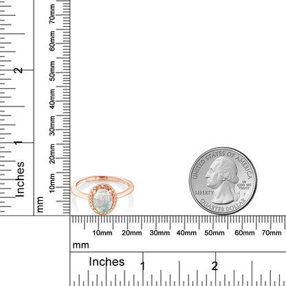 1.06カラット  シミュレイテッド ホワイトオパール リング 指輪  天然 ダイヤモンド シルバー925 18金 ピンクゴールド 加工  10月 誕生石