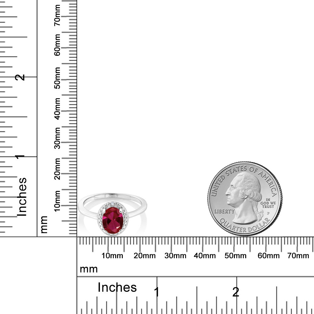 1.16カラット  シンセティック ルビー リング 指輪  天然 ダイヤモンド シルバー925  7月 誕生石