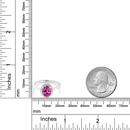1.66カラット  シンセティック ピンクサファイア リング 指輪  天然 ダイヤモンド シルバー925  9月 誕生石