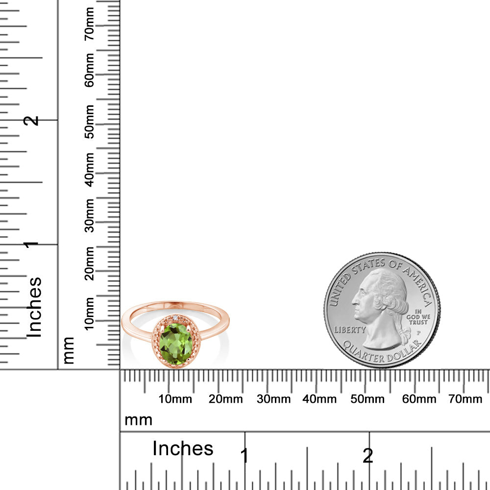1.34カラット  天然石 ペリドット リング 指輪  天然 ダイヤモンド シルバー925 18金 ピンクゴールド 加工  8月 誕生石