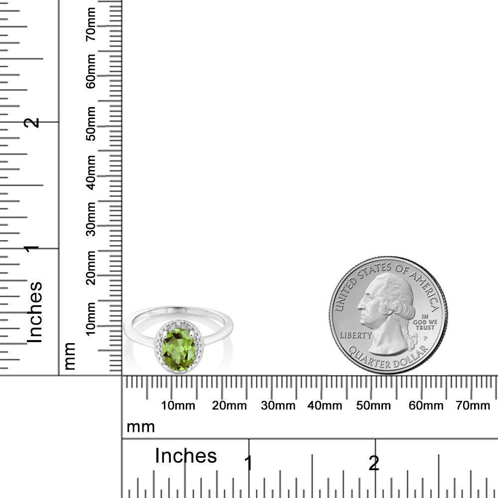 1.34カラット 天然石 ペリドット リング 指輪 天然 ダイヤモンド シルバー925 8月 誕生石